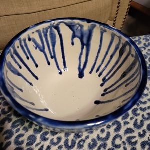 Firm price- Cobalt blue & white glazed pottery decorative bowl NO BUNDLES